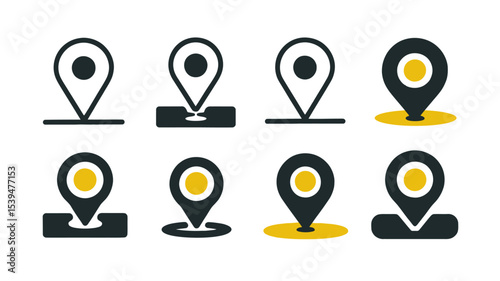 Location & Direction Icon Set – Modern Navigation, GPS, Map Pointer, and Wayfinding Symbols for UI/UX