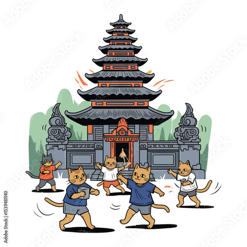 Cats at a Balinese Temple.