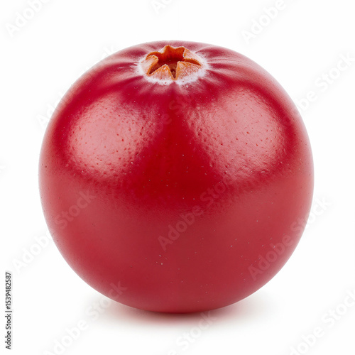 Cranberry fruit shines brightly with vibrant red color and smooth texture on white surface