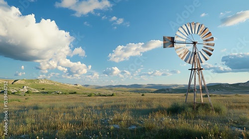97. Real windmill turning in open countryside