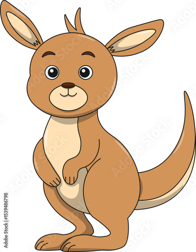 Cute kangaroo cartoon. Flat vector illustration. Wild life animals. Cute animal on white background