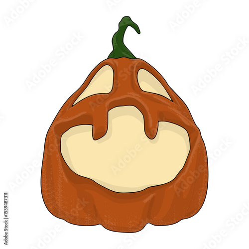 Halloween Pumpkin Funny and Cute on White Background. One of the Fall Holiday Symbol. Vector Illustration.