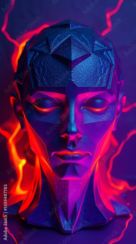 Fototapeta premium Cybernetic being basks in luminous energy