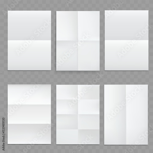 Set of Realistic Folded Paper Mockup Templates .Vector