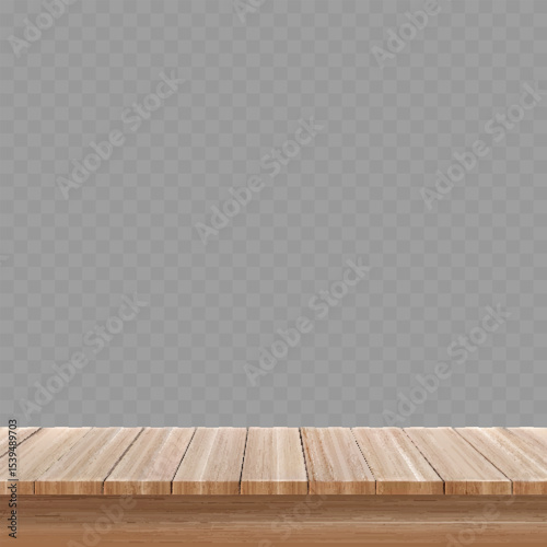Empty Wooden Table Top Isolated on Transparent .Vector