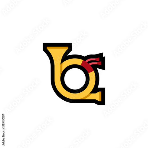 Yellow Post Horn Icon, Simple Design