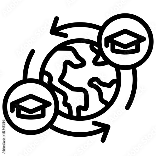 student exchange line icon