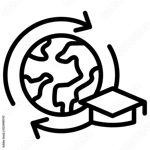 overseas internships line icon