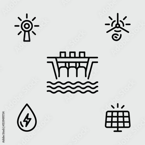 "Hydropower & Renewable Energy Line Icons Pack"