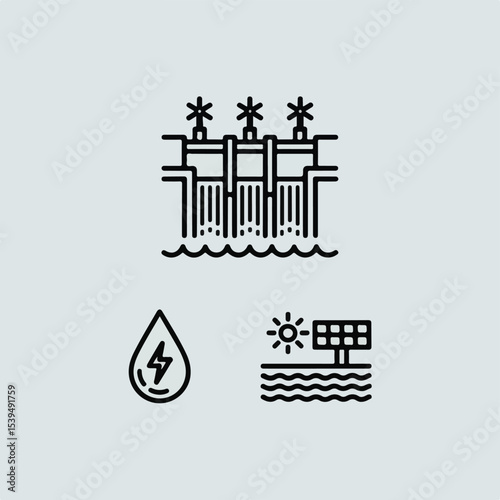 "Hydropower & Renewable Energy Line Icons Pack"
