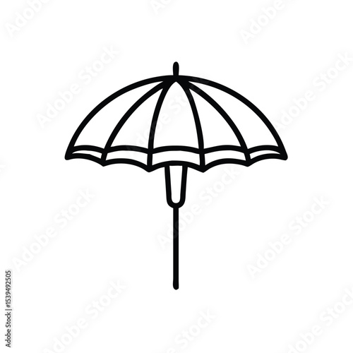 Simple line art beach umbrella summer icon design