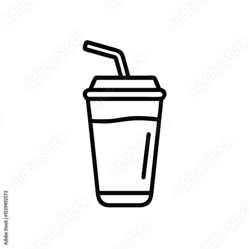 Refreshing drink line art soda cup with straw