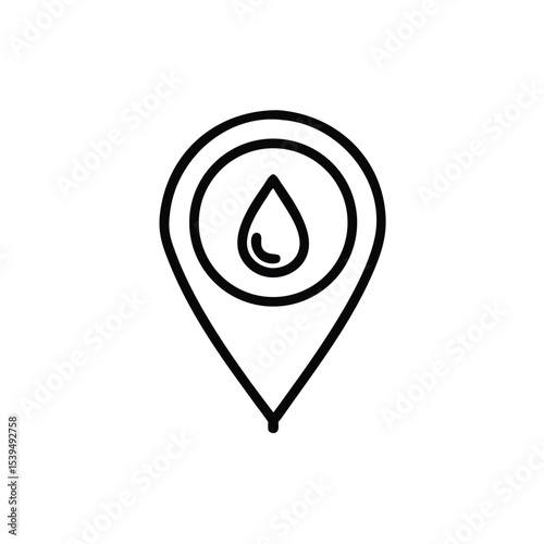 Location pin icon line art water drop symbol