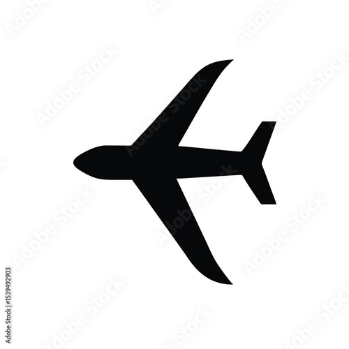 Simple black airplane line art icon travel flight journey