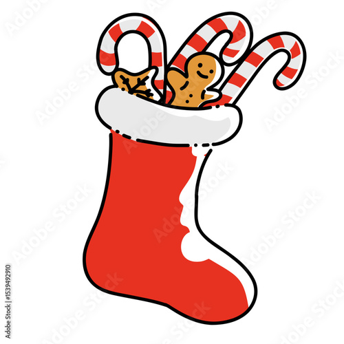 Cute Christmas Decoration Cartoon Illustration for Holiday Greeting Cards and Festive Design