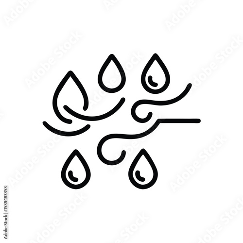 Wind and rain line art graphic design element