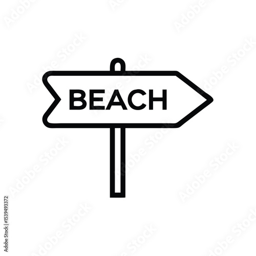 Simple line art beach signpost direction arrow