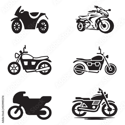 set of motorcycle vector