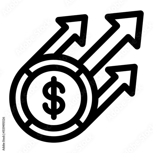 Financial Growth Upward Arrows and Coin