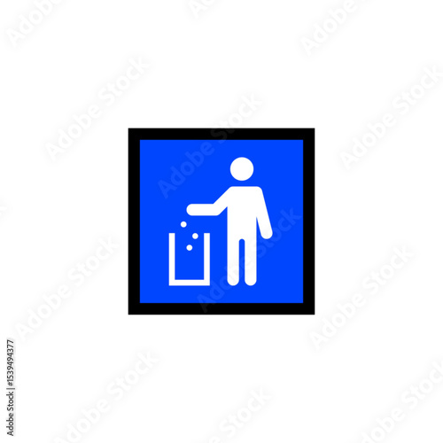 Blue Square Littering Sign Dispose of Waste