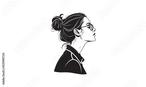 Woman With Glasses Silhouette