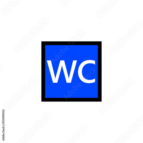 WC Symbol Blue Square with White Letters