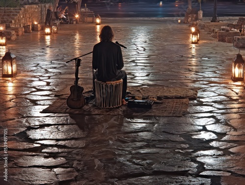 Nighttime street performer