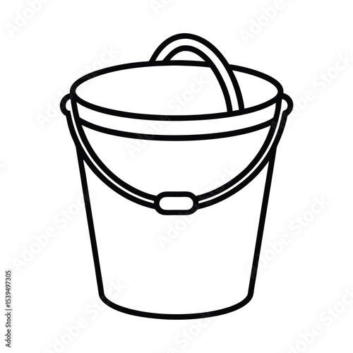 Flat Style Sand Bucket Bold Line Art Summer Clipart Vector