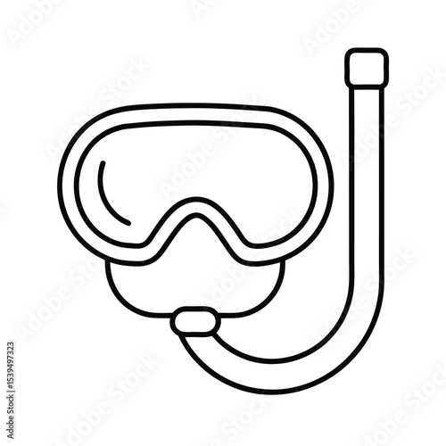 Flat Style Snorkel Mask Bold Line Art Summer Clipart Vector photo