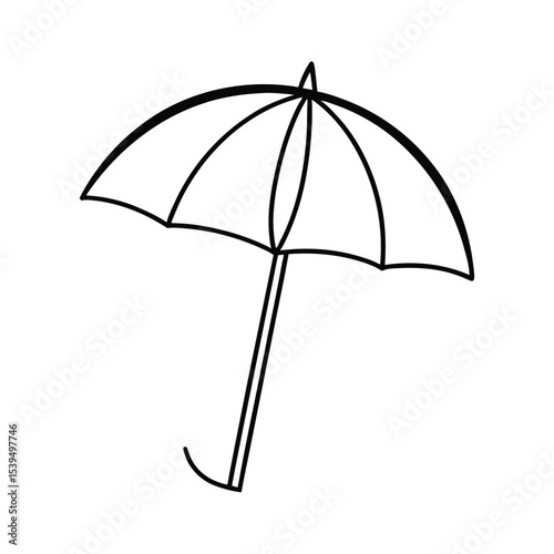 Flat Style Beach Umbrella Bold Line Art Summer Clipart Vector