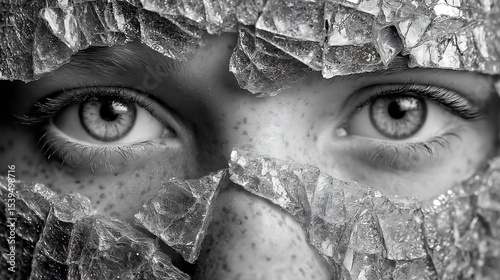 Shattered Reflections: A Black and White Portrait of Resilience
