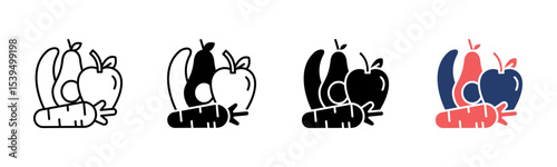 Vegetables icon sheet multiple style collection