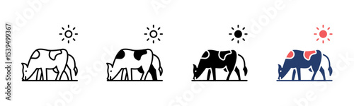 Cow icon sheet multiple style collection
