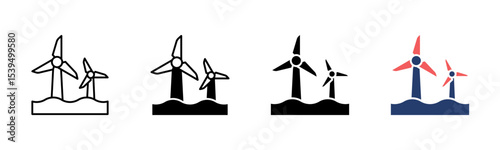 Wind Turbine icon sheet multiple style collection