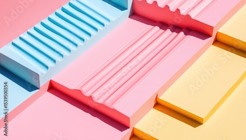 Abstract geometric shapes in pastel colors, layered and textured
