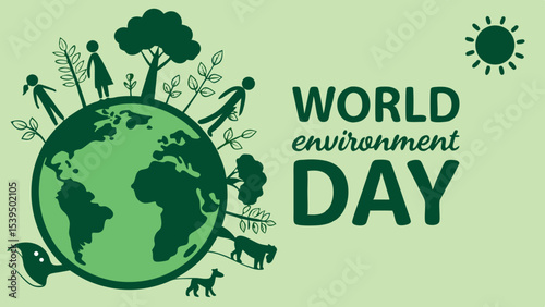 A vibrant, stylized graphic promoting World Environment Day Celebrated on June 5