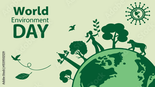 A vibrant, stylized graphic promoting World Environment Day Celebrated on June 5