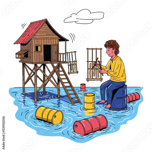 Flooded Village Musician.