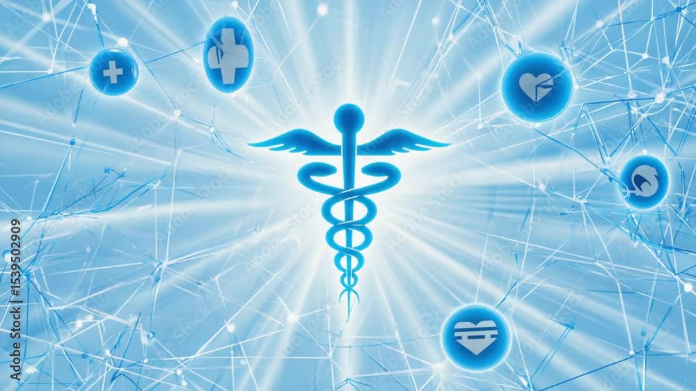 Medical Symbol Rising with Network Connection in Bright Environment