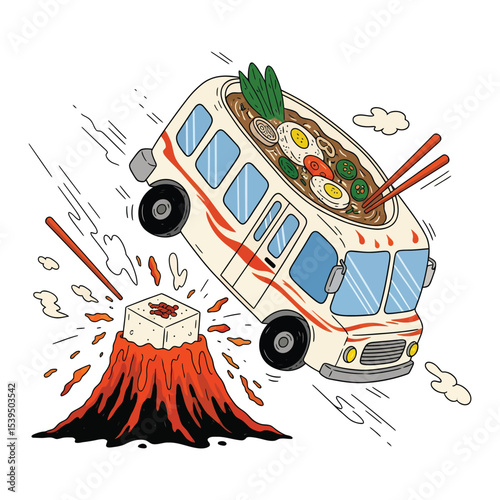 Ramen Truck Volcano Eruption.