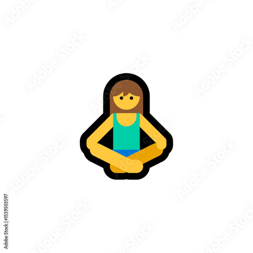 Girl in Lotus Yoga Pose, Simple Icon