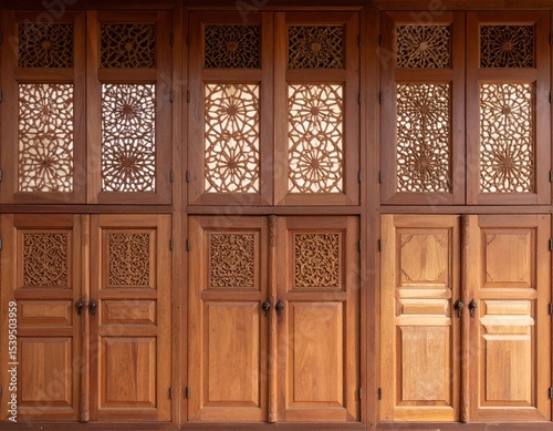 Ornate wooden wall panels with intricate carvings