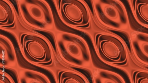 Vibrant red and black abstract pattern with smooth, fluid swirls and hypnotic eye-like shapes. Seamless and tileable, perfect for digital backdrops, textiles, or motion graphic design use.
