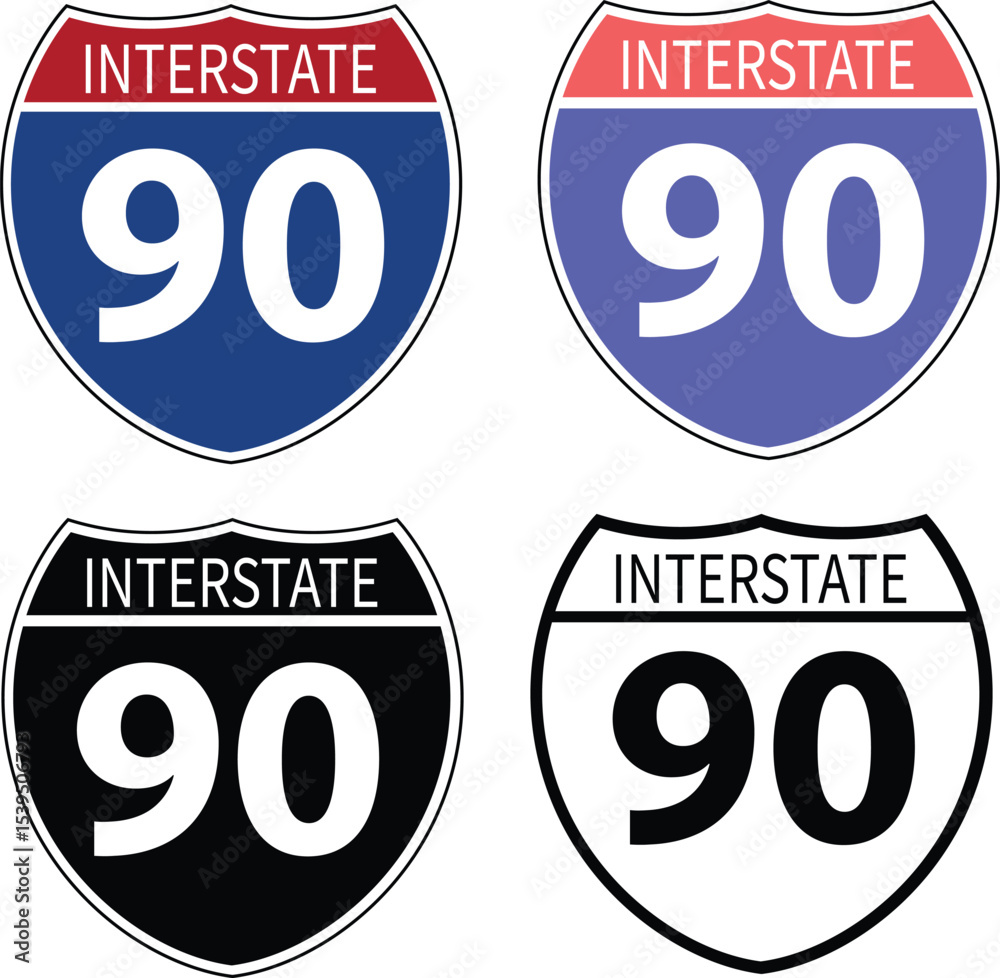 custom made wallpaper toronto digitalInterstate highway 90 road icon. Interstate highway 90 road sign. black Interstate highway 90 road symbol. flat style.