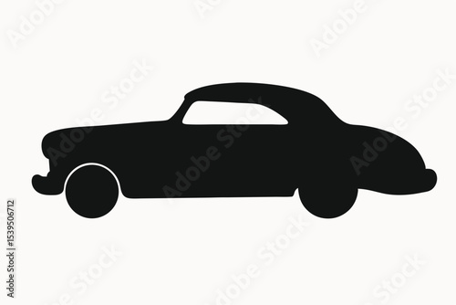 Classic Car Silhouette Vintage Vehicle Icon, Retro Automobile Illustration