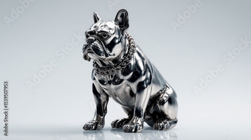 Polished metal French bulldog figurine