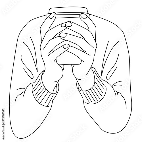 vector illustration of a pair of hands holding coffee cup