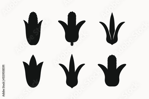 Corn Icons Six Unique Silhouettes of Maize for Design Projects