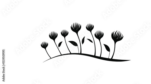 Elegant Black Floral Silhouette: Nature Design Element
