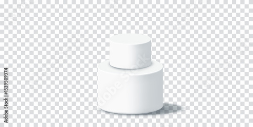 Corporate award ceremony background. White 3D pedestal for winner prize concept. Vector illustration isolated on transparent background